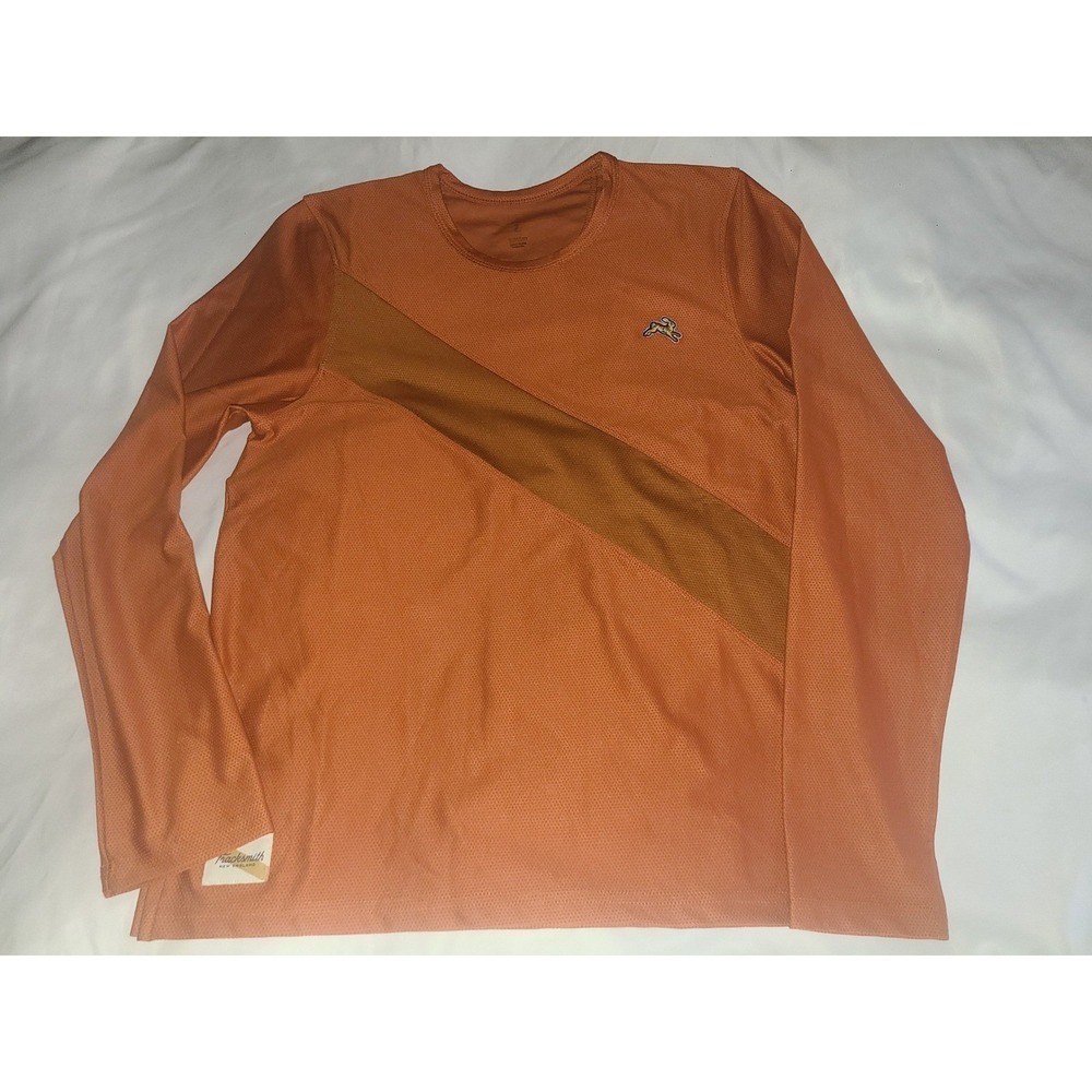 Tracksmith Womens Van Cortlandt Long Sleeve Running Shirt Orange Mesh Sash L